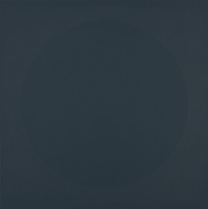 An abstract print of a very faint large dark gray circle against a dark gray background
