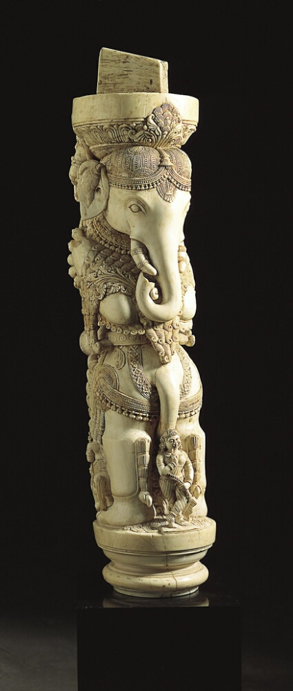 Furniture Leg with Elephant, Hunter and Dancer
