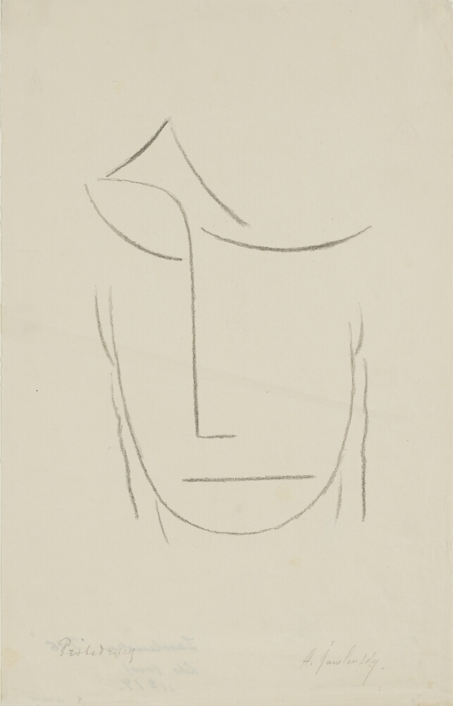 A black and white abstract print of a head with eyes closed using minimal lines