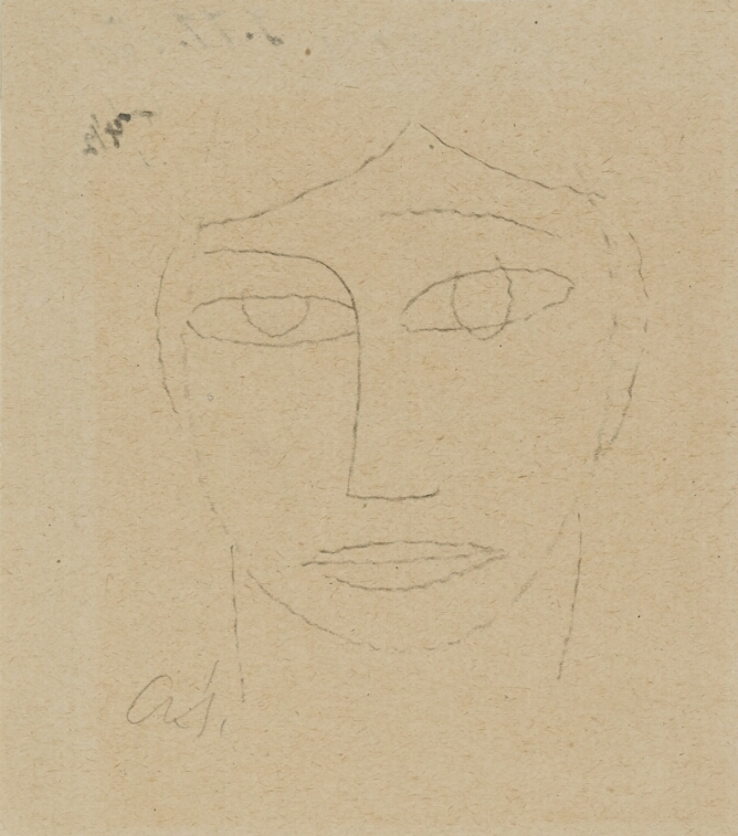 An abstract drawing of a head and neck