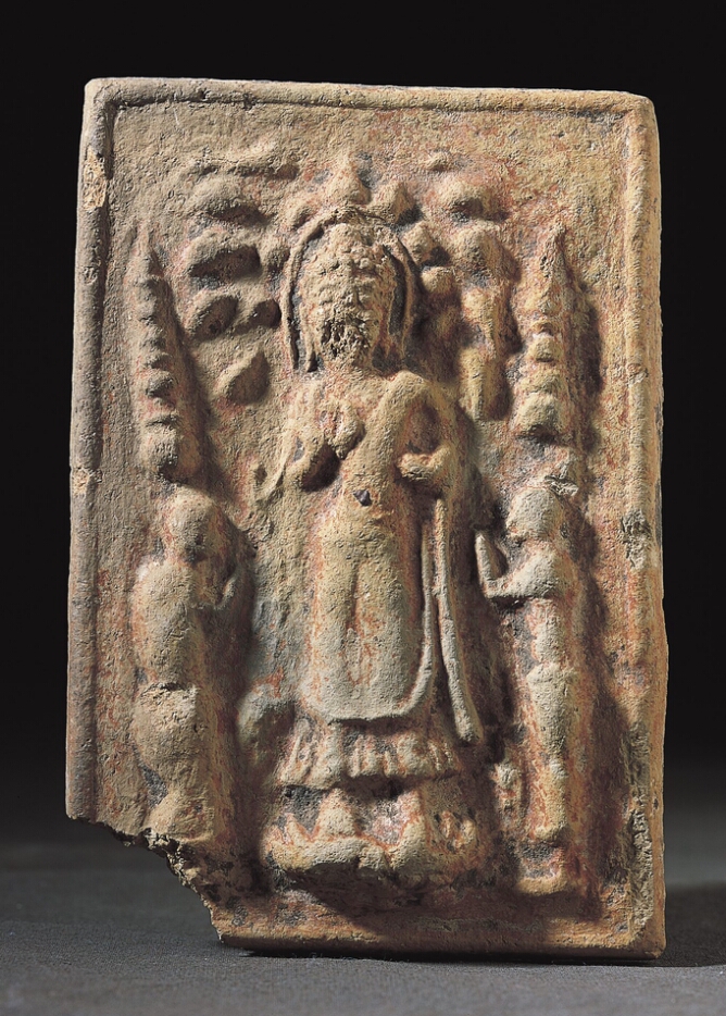 Tablet with Buddha and Attendants