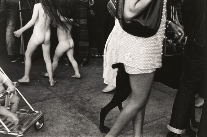 Untitled (Street Scene with Nudes Walking)
