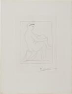 Suite Vollard, 1939, Paris: Seated Nude Crowned with Flowers, Legs Crossed - Picasso, Pablo