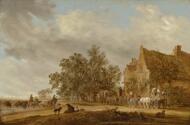 Halt in Front of an Inn - Ruysdael, Salomon van