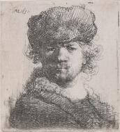 Self-Portrait in a Heavy Fur Cap:  Bust - Rembrandt van Rijn