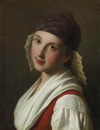 Woman Wearing a Plaid Scarf - Rotari, Pietro Antonio