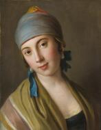 Woman Wearing a Blue Scarf - Rotari, Pietro Antonio