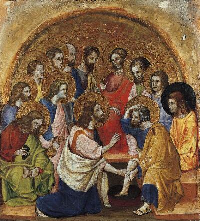 Coronation of the Virgin Altarpiece:  Washing of the feet