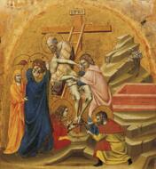 Coronation of the Virgin Altarpiece:  Deposition - Guariento di Arpo