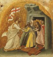 Coronation of the Virgin Altarpiece:  Descent into limbo - Guariento di Arpo