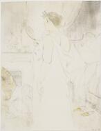 Elles:  Woman with a Hand Mirror - Toulouse-Lautrec, Henri de