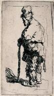 Beggar Leaning on a Stick, Facing Left - Rembrandt van Rijn