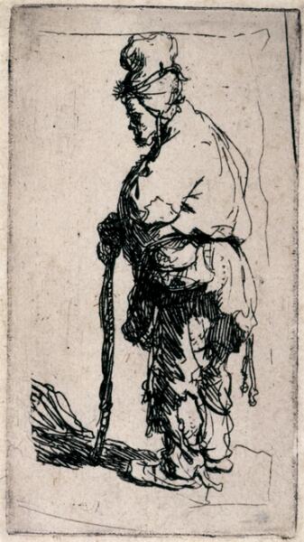 Beggar Leaning on a Stick, Facing Left