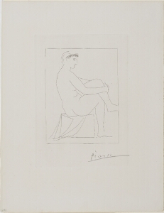 Suite Vollard, 1939, Paris: Seated Nude Crowned with Flowers, Legs Crossed