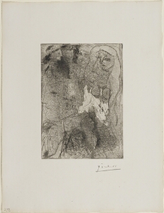 Suite Vollard, 1939, Paris: Entangled Heads and Figures (Studies of Heads, with Seated Nude)