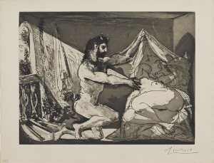 Suite Vollard, 1939, Paris: Faun Unveiling a Sleeping Woman ("Jupiter and Antiope" After Rembrandt)