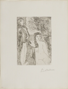 Suite Vollard, 1939, Paris: Rembrandt and Two Women (Two Nudes and Portrait of Rembrandt)