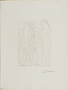 Suite Vollard, 1939, Paris: Two Sculpted Men (Three Nude Men, Standing)