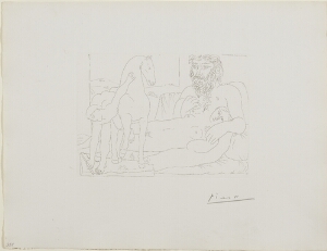 Suite Vollard, 1939, Paris: Sculptor at Rest Before the Young Horseman (Sculptor, Reclining Model and Sculpture of a Horse and Youth)