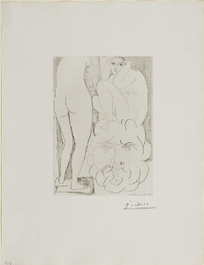 Suite Vollard, 1939, Paris: Crouching Model, Torso and Bearded Head (Crouching Model, Nude, and Sculptured Head)