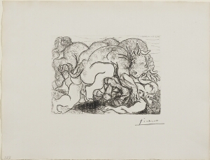 Suite Vollard, 1939, Paris: Minotaur Attacking a Amazon (Minotaur Assaulting Girl)