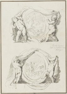 Study After Carlo Cignani: Two Medallions Supported by Putti (from the San Michele in Bosco)