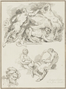 Study after Giovanni Benedetto Castiglione: Four Groups of Fauns (from the Collection of Console Smith)