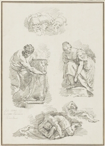 Study After Giovanni Battista Tiepolo: Four Heads (from the Meeting of Anthony and Cleopatra, Palazzo Labia); Study After Sebastiano Ricci: Sheet of Three Figure Studies (unidentified works of Sebastiano Ricci)