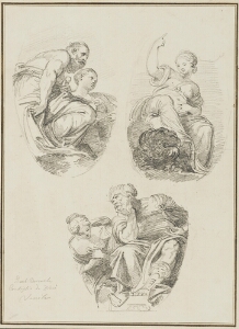 Study After Giambattista Zelotti:  Jupiter and Juno and Venice and the Lion of St. Mark (from Ducal Palace, ceiling of the Council of Ten); Study after Paolo Veronese