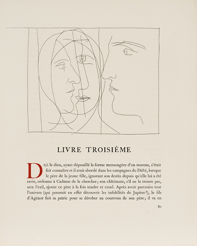 A black and white illustration of two faces in profile facing each other. Another face is superimposed onto the face on the viewer's left. Below, text in French