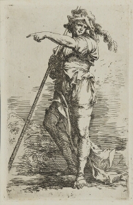The Works of Salvator Rosa: Solider Holding a Cane in His Right Hand, Pointing Toward the Left