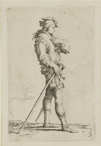 The Works of Salvator Rosa: Soldier in Profile with Sword and Cane, Facing Right