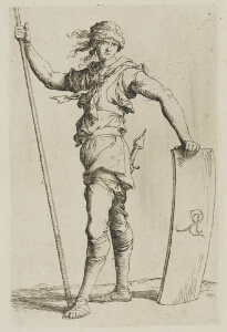 The Works of Salvator Rosa: Solider Holding a Cane and His Shield, Facing Left