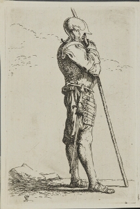 The Works of Salvator Rosa: Solider Supported by a Long Cane, Facing Right