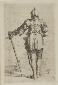 The Works of Salvator Rosa: Soldier Standing, Seen from Behind, in a Helmut, Holding a Cane