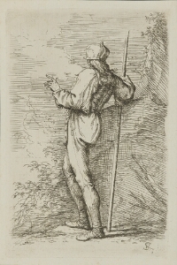 The Works of Salvator Rosa: Soldier, Standing, Holding a Long Cane Before a Rocky Wall