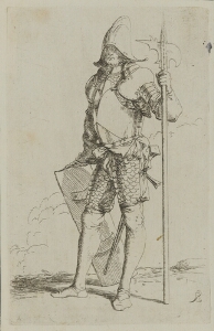The Works of Salvator Rosa: Soldier, Standing, Holding a Cane, Facing Left