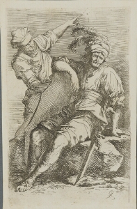 The Works of Salvator Rosa: Two Soliders, One Seated with Sword and Shield