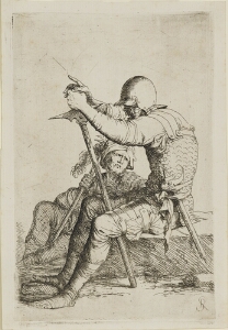 The Works of Salvator Rosa: Two Soldiers Seated, One on a Stone, Other on the Ground
