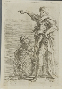The Works of Salvator Rosa: Two Soldiers, One Pointing Toward the Left,the One Below Holding a Sheild