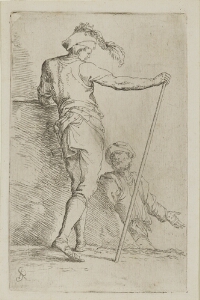The Works of Salvator Rosa: Two Soldiers, One Seen from Behind and Holding a Cane in His Right Hand