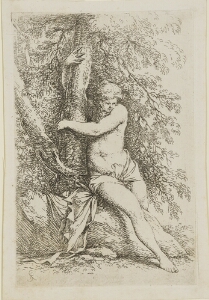 The Works of Salvator Rosa: Nude Seated, Holding Onto a Tree
