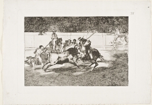 Tauromaquia: The Forceful Rendon Stabs a Bull with the Pique, From Which Pass He Died in the Ring at Madrid (El Esforzado Rendon Picando un Toro, de Cuya Suerte Murió en la Plaza de Madrid)