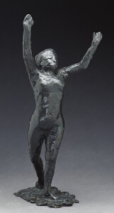Dancer moving forward, arms raised