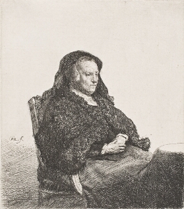 The Artist's Mother Seated at a Table Looking Right: Three-Quarter Length