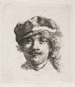 Self-Portrait Wearing a Soft Cap:  Full Face, Head Only