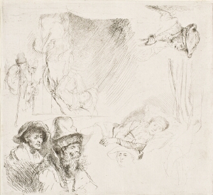 Sheet of Studies with a Woman Lying Ill in the Bed, Etc.