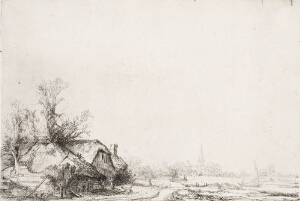 Cottages Beside a Canal:  a View of Diemen