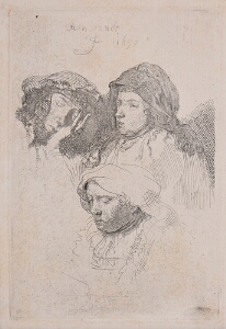Three Heads of Women, One Asleep