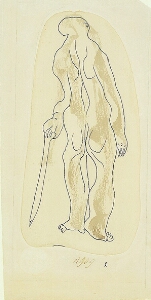 Nude from Behind, with Cane